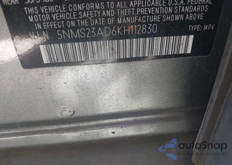 2019 Hyundai Santa Fe Se z USA, uszkodzony, nr VIN 5NMS23AD6KH112830